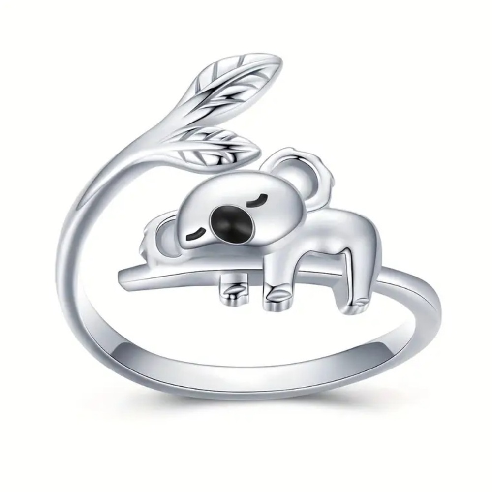 Silver Tone Adjustable Koala Ring